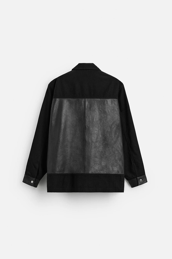 CONTRASTING LEATHER JACKET