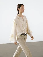 Mid-rise straight-leg cotton blend jeans