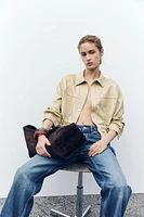 DIE-CUT FAUX SUEDE JACKET