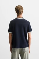 BASIC CONTRAST RIBBED T-SHIRT