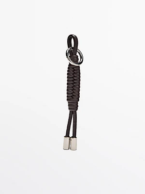 Nappa leather charm key ring with knots