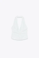 LINEN HALTER VEST TOP