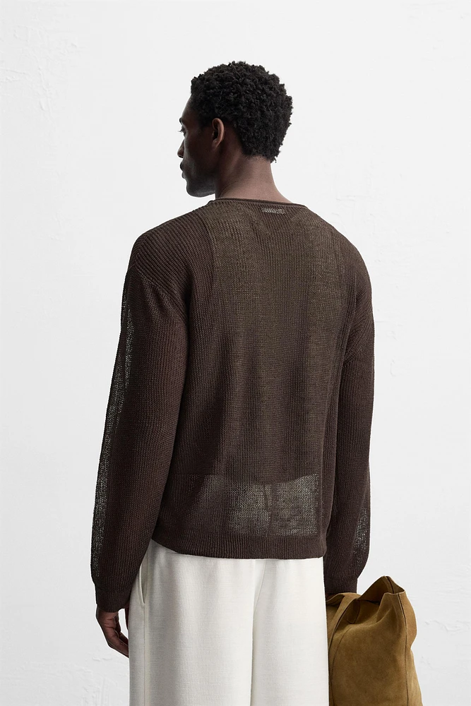 PULL STRUCTURÉ MÉLANGE LIN