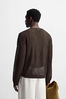 LINEN BLEND TEXTURED SWEATER