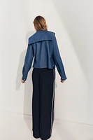 DENIM EFFECT BIB COLLAR SHIRT
