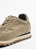 Soft split leather trainers