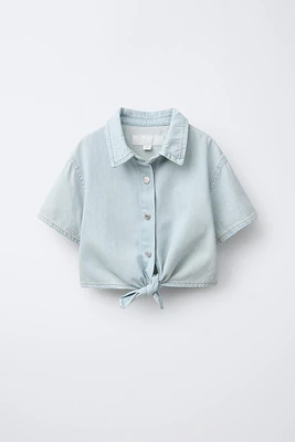 KNOTTED DENIM SHIRT