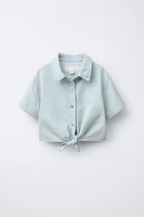 KNOTTED DENIM SHIRT