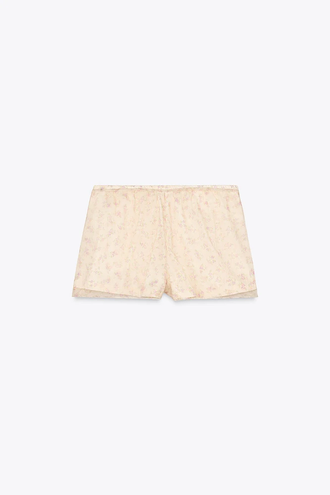 SHORT EN ORGANZA À FLEURS
