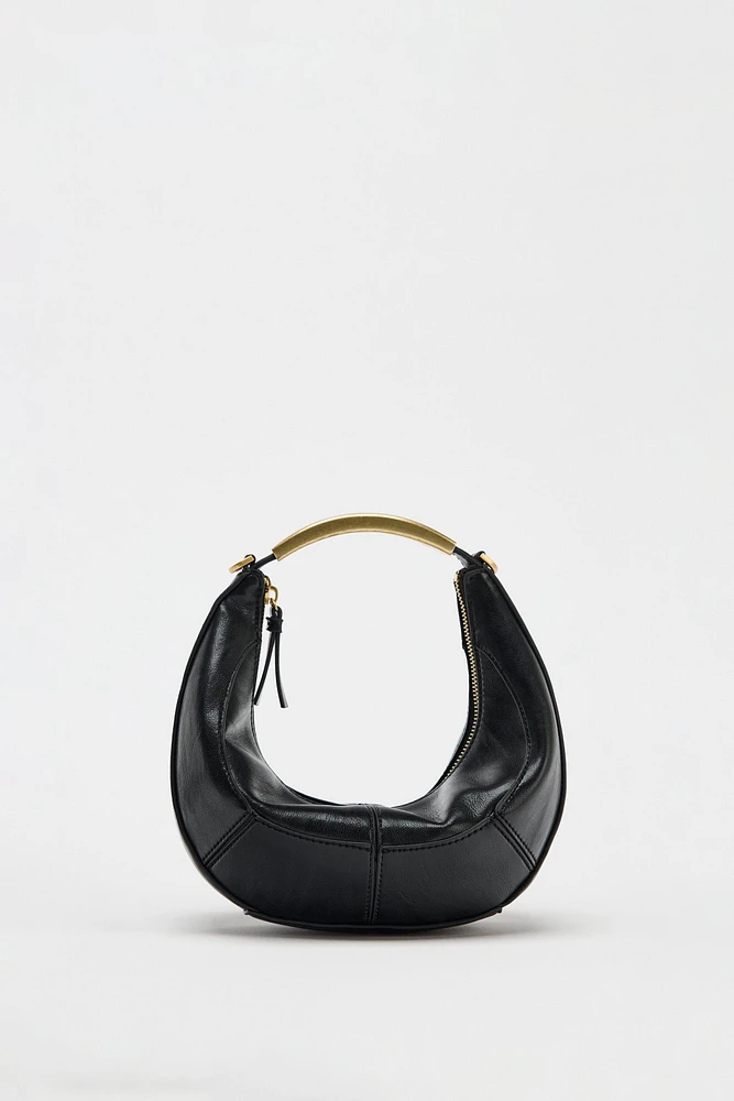 OVAL BAG WITH METAL HANDLE