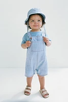 FLOWY DENIM OVERALL SHORTS