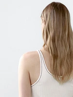 Sleeveless 100% cotton knit T-shirt