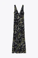 LONG FLORAL TULLE DRESS