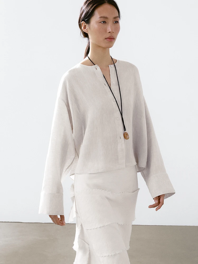 100% linen flowing shirt with buttons