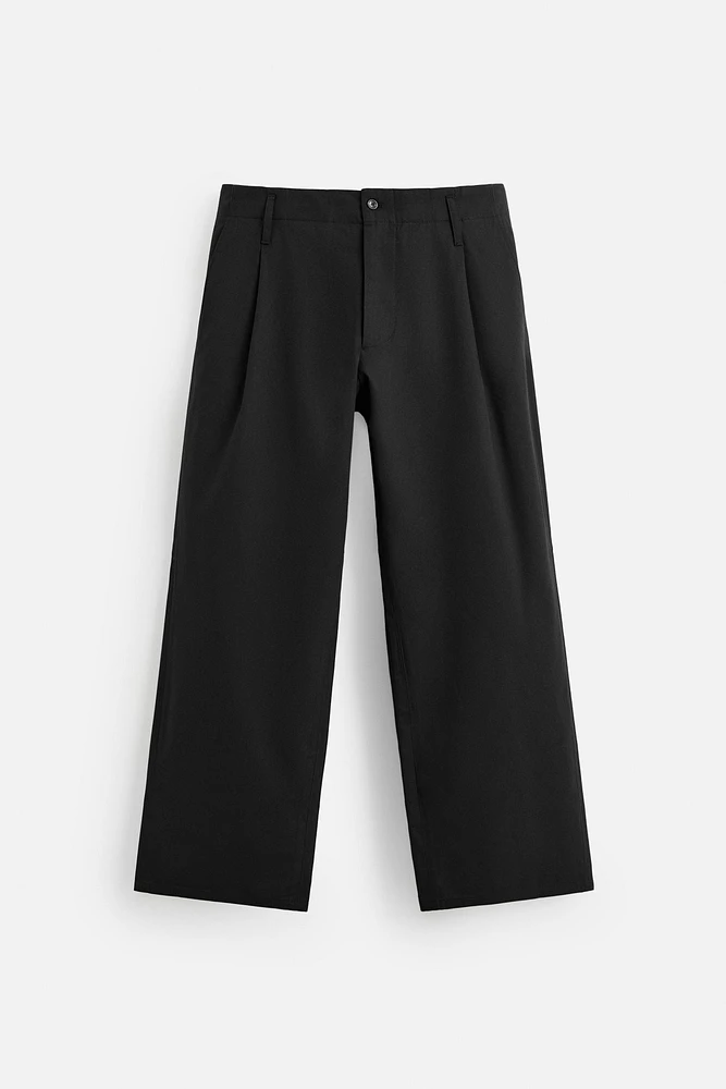 WIDE FIT COTTON-VISCOSE PANTS