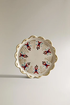 CERAMIC FLORAL DESSERT PLATE