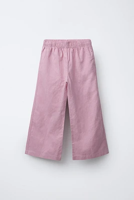WIDE LEG LINEN BLEND PANTS