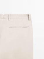 Pantalon tapered fit 100 % lin
