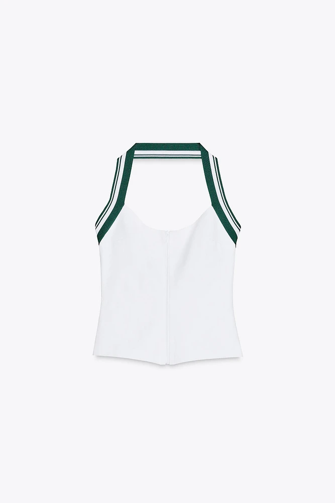 RIBBED HALTER TOP