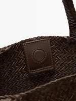 Braided nappa leather medium tote bag