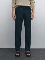 Faux jean tapered fit en coton mélangé