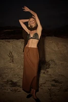 ZW COLLECTION 100% LINEN MIDI SKIRT