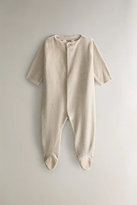 CHILDREN’S VELOUR MOON FOOTED ROMPER