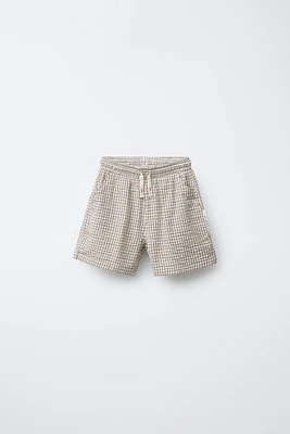 TEXTURED GINGHAM SHORTS