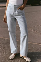 STRIPED PRINT STRAIGHT CUT PANTS