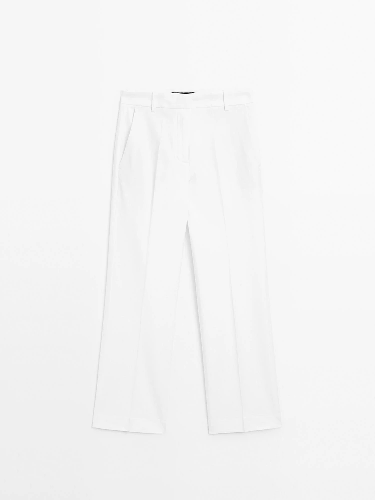 Stretch linen blend trousers