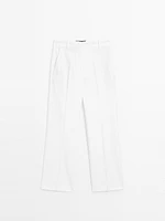 Stretch linen blend trousers