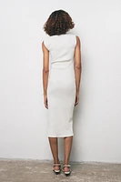ROBE MI-LONGUE CÔTELÉE À BOUTONS