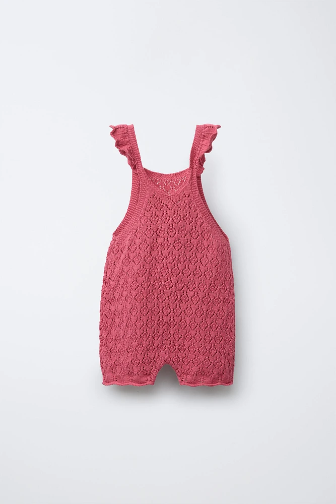 KNIT LACE OVERALL SHORTS