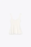 STRETCH JACQUARD PEPLUM TOP