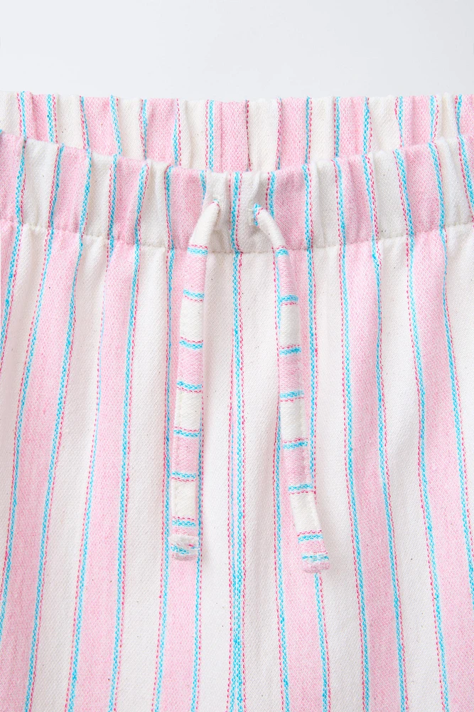 PANTALON À JAMBES LARGES RAYURES