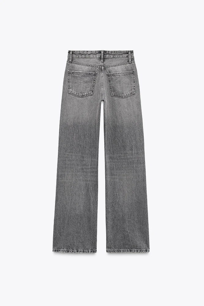 JEAN TRF COUPE LARGE À TAILLE MI-HAUTE LONG