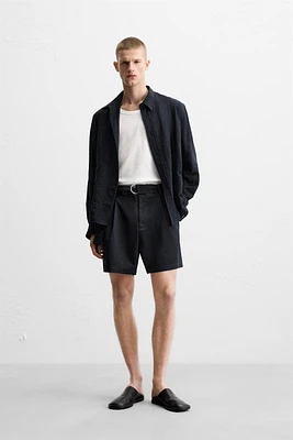 PLEATED BELT BERMUDA SHORTS