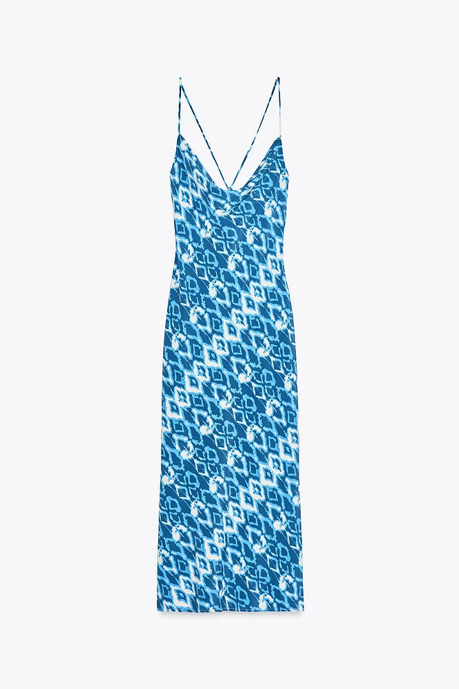 PRINTED MIDI SLIP DRESS