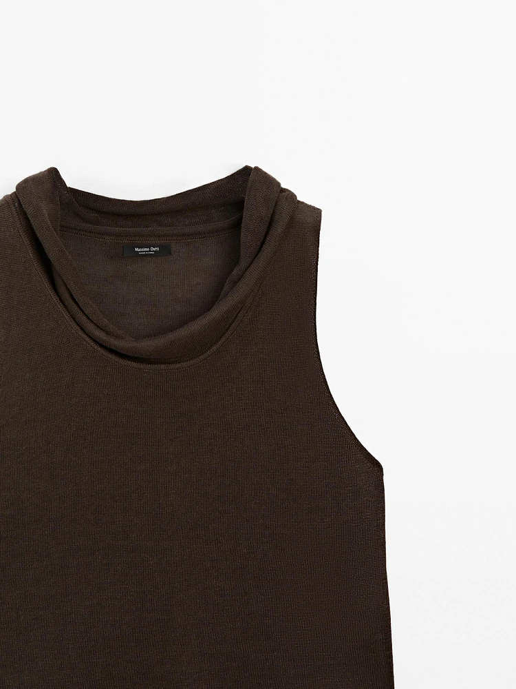 Top drapé asymétrique 100 % lin