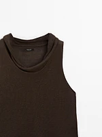 Top drapé asymétrique 100 % lin