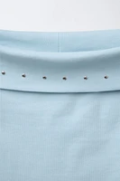 OFF SHOULDER STUDDED T-SHIRT