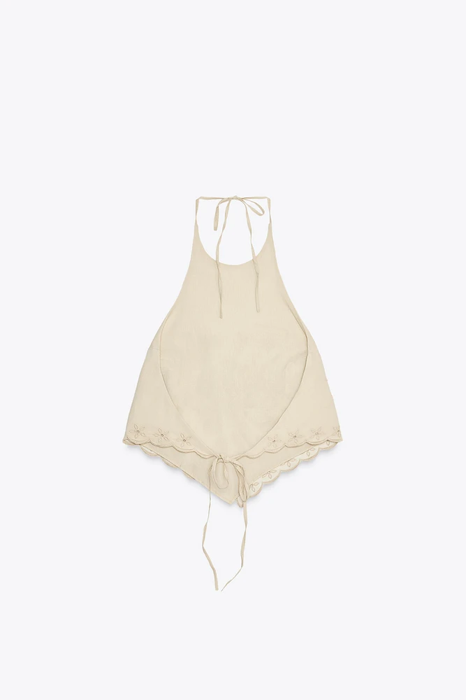EMBROIDERED POPLIN TOP