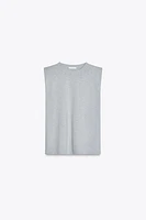 WASHED EFFECT T-SHIRT WITH SHOULDER PADS