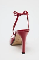 CRACKLED EFFECT HEELED SANDALS