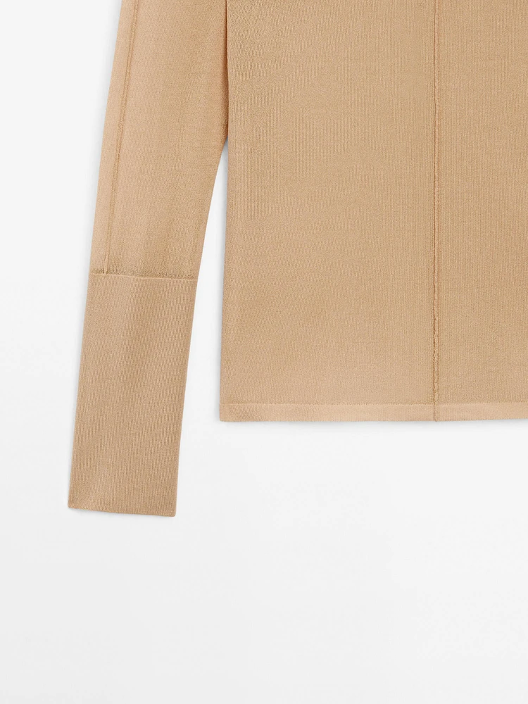 Cotton blend sweater with seam detail - Studio