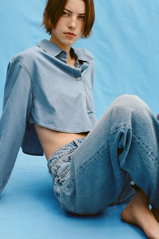 TRF CROP DENIM SHIRT