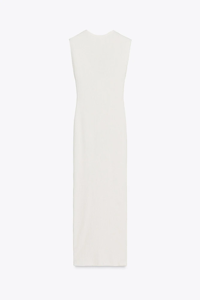 ROBE MI-LONGUE CÔTELÉE À BOUTONS