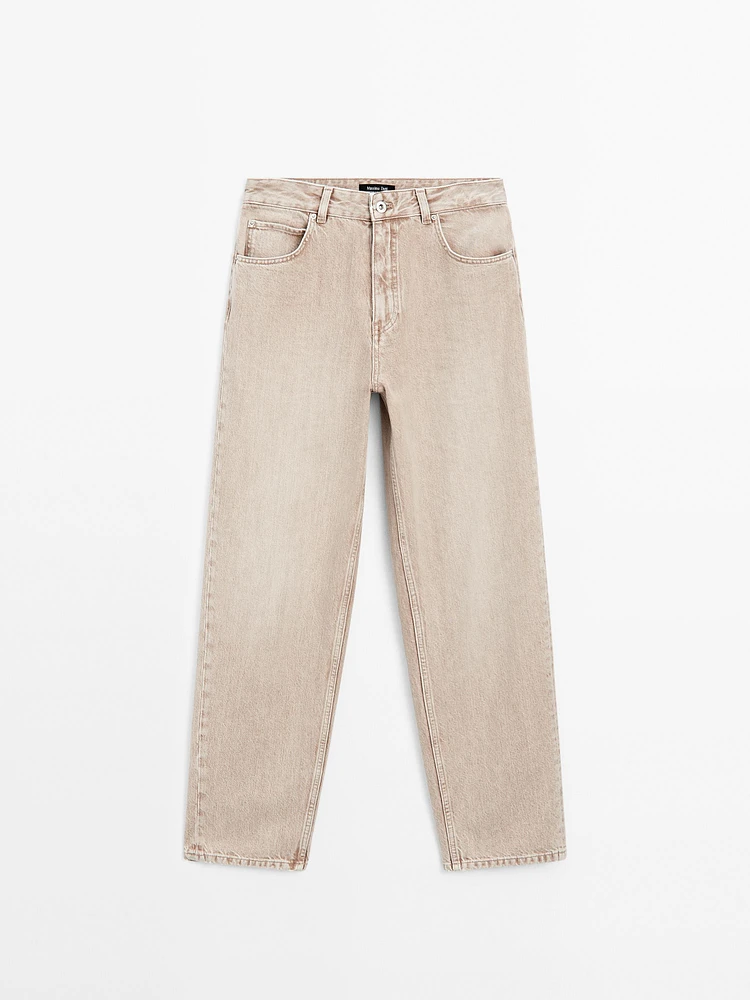 High-waist relaxed fit barrel jeans