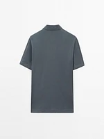 Slim fit cotton blend polo shirt