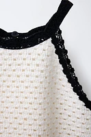 TOP EN MAILLE CROCHET COL HALTER FLEURS